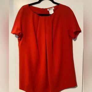 MaxMara red blouse with pintuck neckline size 14